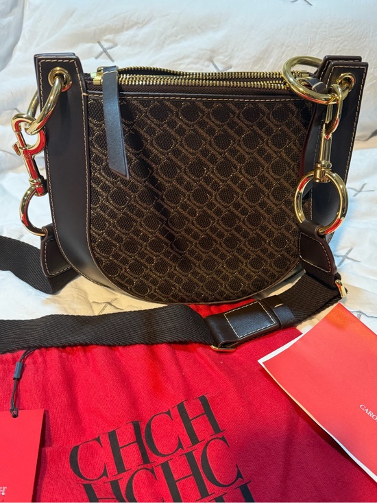 Carolina Herrera Handbags - Carolina Herrera Dark Brown Monogram Castanuela Bag